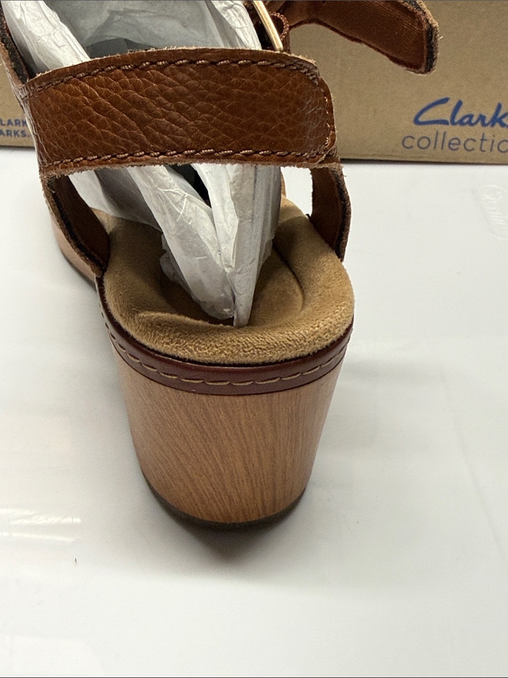 Clarks PAIZLEE BAY Tan Brown Leather Mary Jane Clog Mule SZ 7.5W - Picture 4 of 9